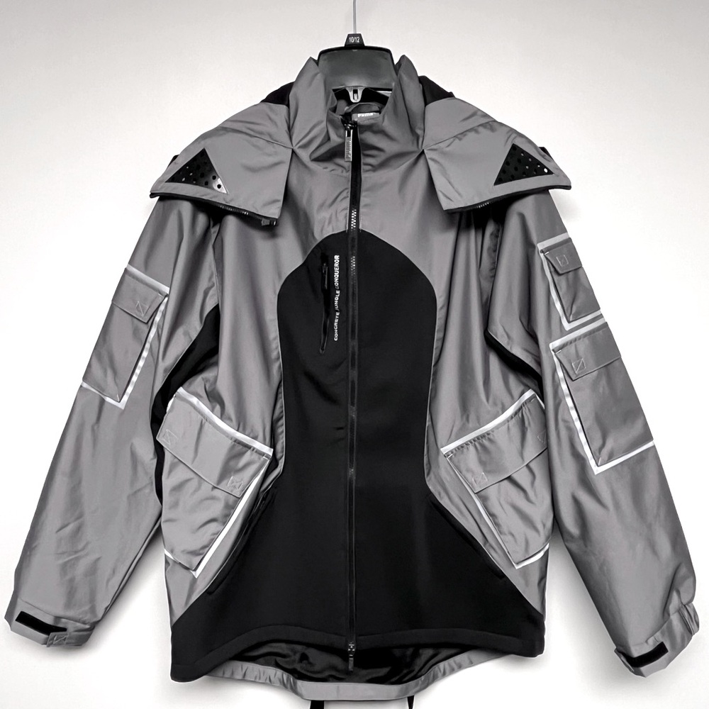 Puma Conqr Full Zip Jacket Mens Black, Silver Casual Athletic Outerwear Size L